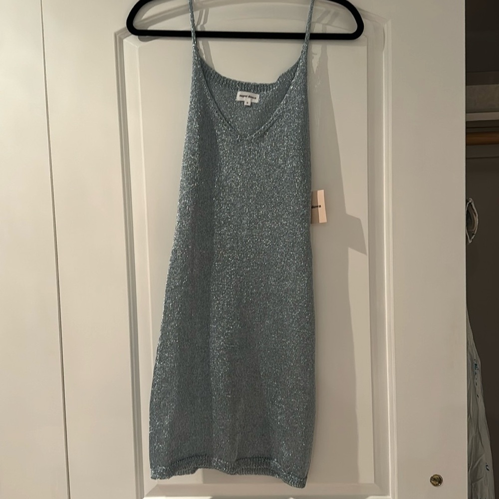 NWT Superdown blue sparkle mesh mini dress